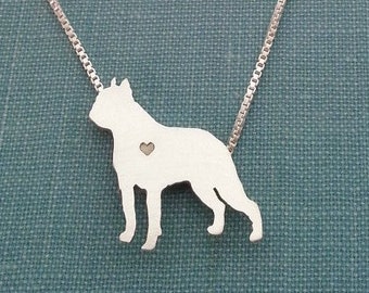 Boston Terrier Dog Necklace, Sterling Silver Personalize Pendant, Breed Silhouette Charm, Resue Shelter, Memorial Gift