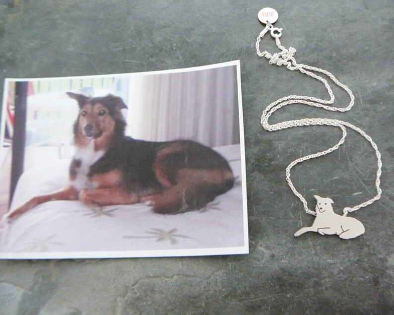 Sterling Silver Dog silhouette Jewelry Memoralize Keepsake Custom TaGette Necklace Your Pet Pendant .