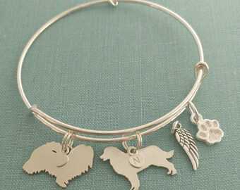 2 Dog Adjustable Bangle Bracelet, 925 Sterling Silver Personalize Pendant Breed Charm Rescue pet memorial jewelry