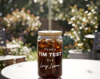 Tim test, Lucy Lesson, The Rookie LAPD Glass Can Tumbler with Bamboo Lid & Straw - Iced Coffee Beer Can Glass - The Rookie TV Series Merch