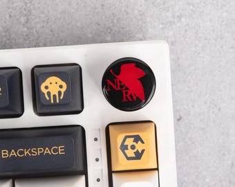 NERV Logo-Inspired Artisan Keycap | Neon Genesis Evangelion, Anime Keyboard Accessory
