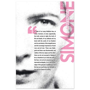 Simone de Beauvoir - Poster dell'autore / Femminismo / Esistenzialismo / Filosofia / Attivismo / Regalo per scrittori / Regalo per insegnanti / Arredamento moderno per la casa