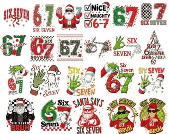 40+ Funny Christmas Santa Say 67 Png Bundle, Santa Say Six Seven Clipart Png, 67 Xmas Png Bundle For Tshirt, 67 Christmas Sublimation File