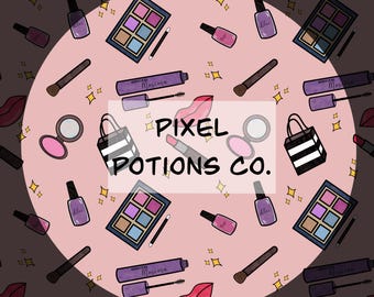 Makeup Seamless Patterns 300 DPI PNG Instant Download Digital Papers Vinyl Fabric Surface Design Beauty Cosmetic Lipstick Glam Girly File