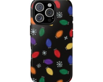 Christmas Lights Tough Case, Holiday Snowflake Phone Cover, Festive Winter Phone Case, Xmas Decor Hard Shell, Protective Phone Skin