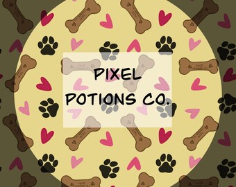 Goodest Girl Dog Bones & Hearts Seamless Pattern 300 DPI PNG Download for Digital Papers Vinyl Fabric Surface Design Dog Pink