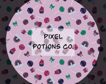 Lollipops, Rainbows, Cupcakes, Balloons, Butterflies Seamless Pattern 300 DPI PNG Download for Digital Papers Vinyl Fabric Surface Design