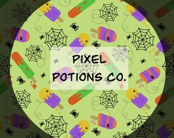 Summerween Seamless Patterns 300 DPI PNG Instant Download Digital Papers Vinyl Fabric Surface Design Spooky Summer Spider Web Popsicles
