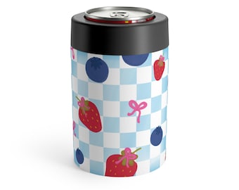 Can Holder, Patriotic USA Fruit Drink Sleeve, Red White Blue Cozy, July 4th BBQ Gift, Insulated Beer Cooler, Beverage Holder Cozie
