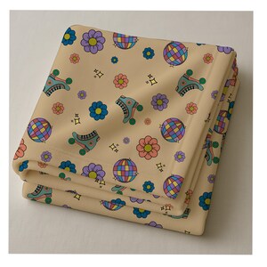 Throw Blanket, Retro Disco Ball and Roller Skate Design, Cozy Home Decor, Vintage Throw, Gift for 70s Lovers, Housewarming Gift, Plush