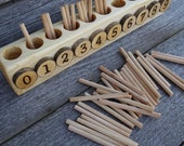 Spindle box, Montessori math, Educational wooden toy,