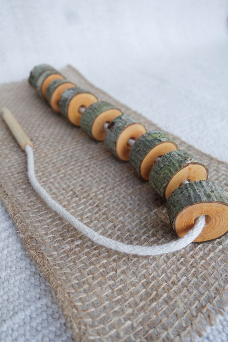 Wooden Lacing Toy Tree Slice Toy Montessori Practical Life Etsy