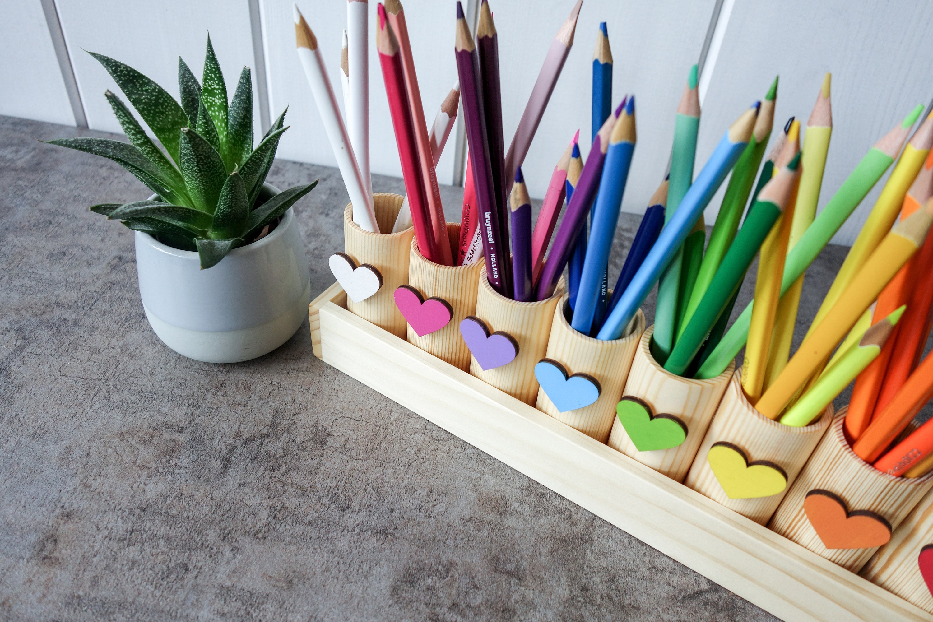 LARGE Montessori Wood Pencil Holder, Crayon Holder, Adult Coloring, Artist  Pencil Organizer, Wood Desk Organizer, Pen Box, Desk Storage 