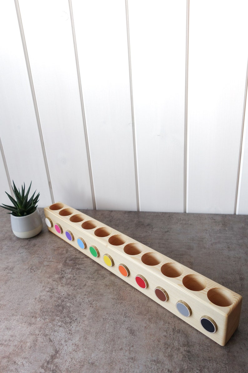 LARGE Montessori Wood Pencil Holder Crayon Holder Color Etsy