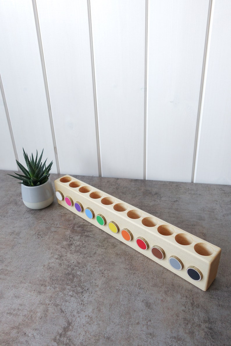 Montessori wood pencil holder, crayon holder, adult coloring, wood desk organizer, artist pencil organizer, pen box, desk storage image 6