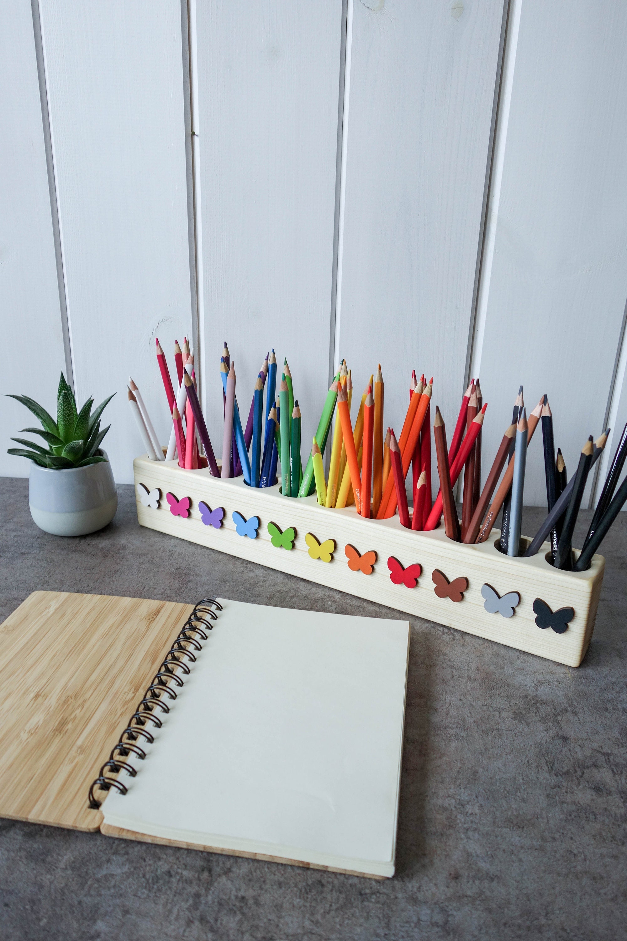 Montessori Wood Pencil Holder, Color Sorting, Practical Life, Adult  Coloring Pencil Holder, Wood Desc Organizer 