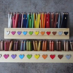 Montessori wood pencil holder, crayon holder, adult coloring, wood desc organizer, artist pencil organizer, pen box, desk storage image 8