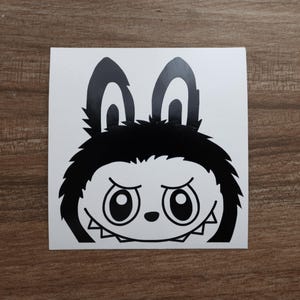 Labubu Peeker Car Decal – Cute Kawaii Vinyl Sticker for Laptop, Car Window, Water Bottle, Bumper, Anime JDM Style