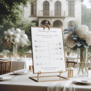 Tarjeta imprimible con cronograma del día de la boda, inserto de itinerario de boda, cronograma del programa de boda, plantilla de cronograma de boda, tarjeta minimalista