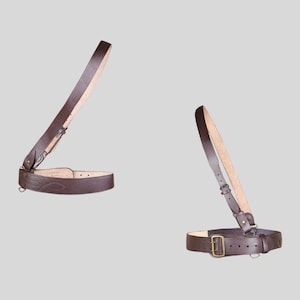 Military-Style Leather Officer Belt - Handmade Sam Browne Officer Belt – British Army Crossover Shoulder Strap – Military Uniform Accessory