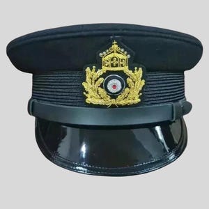 German-Style Naval Visor Cap – Vintage Military-Inspired Hat – Sailor Officer Uniform Cap