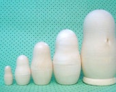 Set of Three (3) DIY Blank Russian Nesting Matryoshka Dolls- 4 inch 5 Piece Sets Unpainted