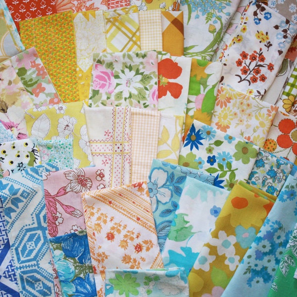 Upcycled Vintage Scrap Fabric Pack- 1 Pound, Variety of Colors and Fabrics