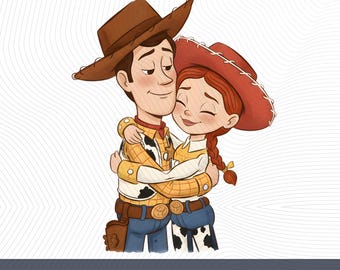 Cowboy Couple PNG, Romantic Jessy and Woody T-shrit PNG, Valentine Day Love Clipart, Wedding Couple cowboy, Valentines Day Gift