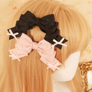 Lolita Ribbon Bow Hair Clip in 9 Colors Handmade Large Layered Kawaii Hair Accessory for Soft Girl Fairy Kei Coquette Girl Bow Cosplay Look