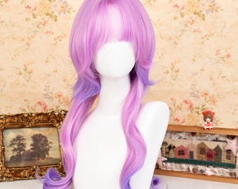 Rainbow Lace Front Wig · Wavy Pastel Lolita Hair Piece · Sky  display picture 1