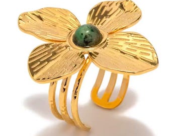 BloomAura Open Ring - 18K Gold Plated Ring Stainless Steel Anti Tarnish