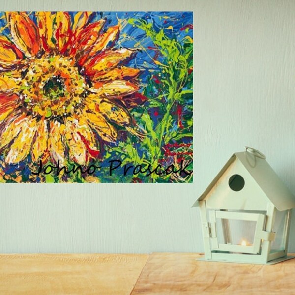 Sunflower art, Floral wall art, abstract floral wall art, modern flowers, summer ,Pittsburgh artist, by Johno Prascak, Johnos Art Studio