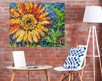 Sunflower art, Floral wall art, abstract floral wall art, modern flowers, summer ,Pittsburgh artist, by Johno Prascak, Johnos Art Studio