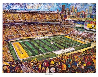 Pittsburgh Steelers Football , Heinz Field Print, sports art, Johno Prascak, man cave wall art, Sports art, Heinz Field art, man cave art