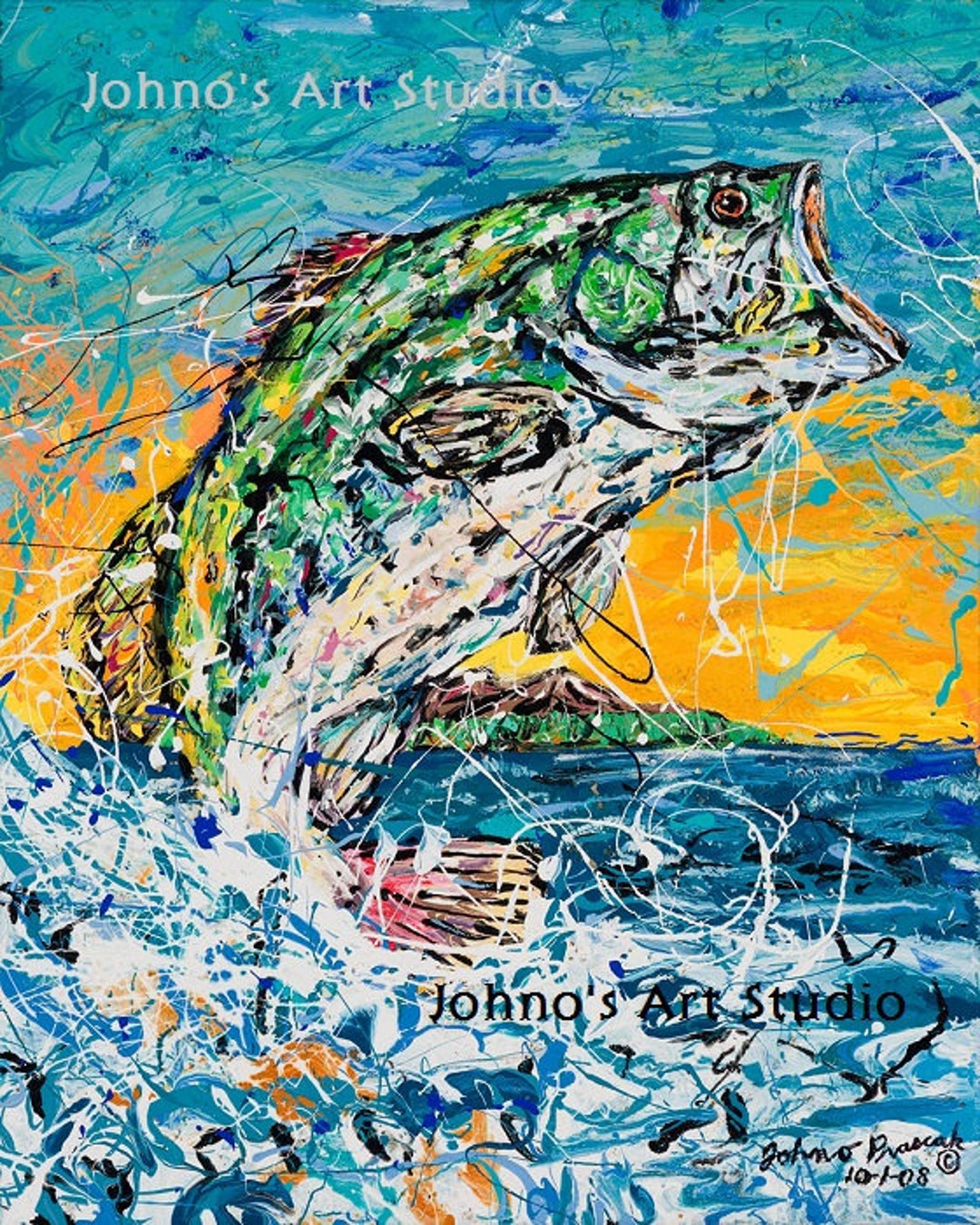 Fish Art, Fish Wall Art, Man Cave Art, Bass Fishing, Guy Room Art, Large  Mouth Bass, 16x20 Print, by Johno Prascak, Pittsburgh Artist -  Canada