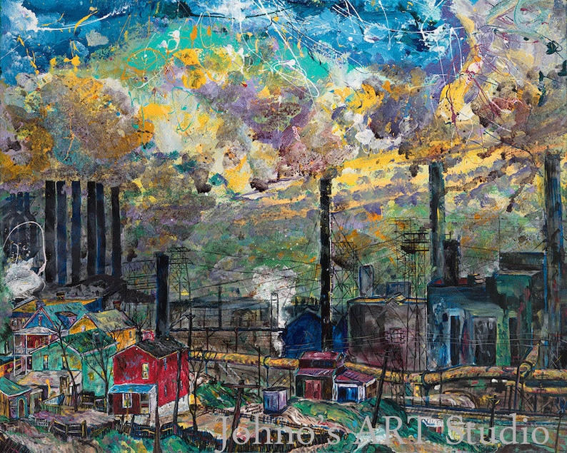 Steel Mill Art, Pittsburgh History, Industrial Age Wall Art, Limited