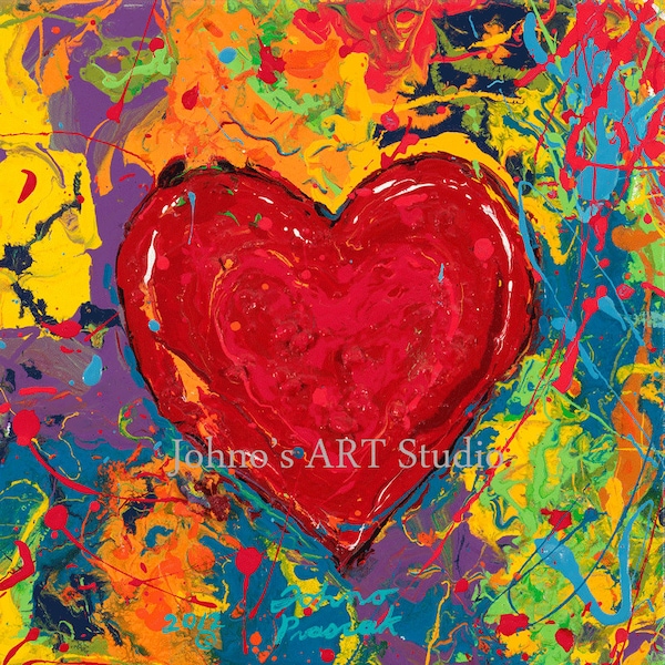 arte mural, Arte Will & Grace, Arte mural Red Heart, Arte mural abstracto Corazón, Regalo para el amor, Heart Print por Johno Prascak de Pittsburgh