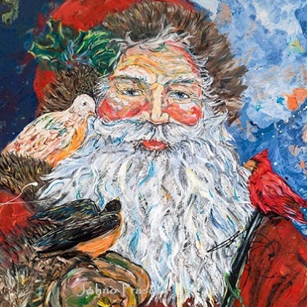 Santa art, painted Santa, Old Saint Nick, Victorian Santa, Vintage Santa, Pittsburgh artist Johno Prascak