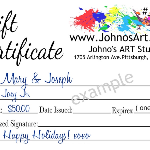 Gift Certificate, Pittsburgh gift, Pittsburgh Skyline art, Gift of art, gift for her, gift for him, man cave art, by Johno Prascak