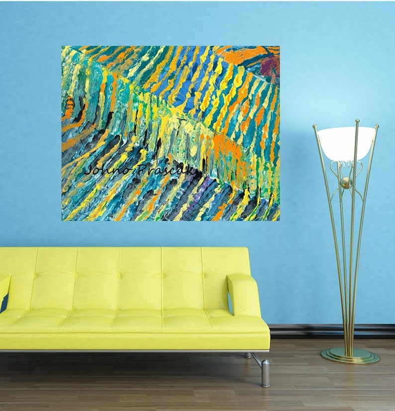 Abstract wall art, Vineyards, Vineyard art, Modern vineyard art, Impressionistic, Johno Prascak, Johnos Art Studio image 1