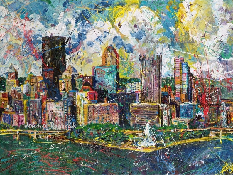 Pittsburgh Skyline ART Pittsburgh Artist Pittsburgh Wall Etsy