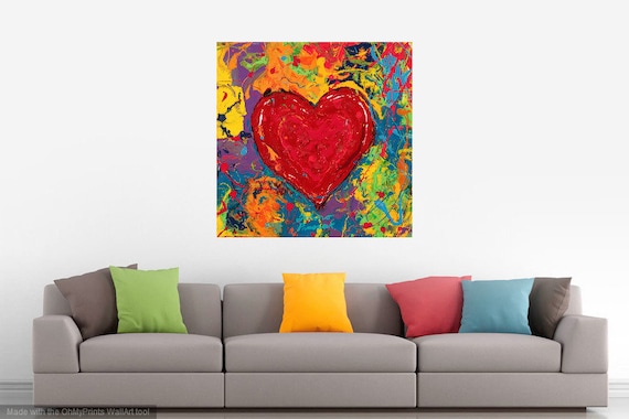 Big Heart Art, Love Art, Heart Art, Modern Wall Art, Lovers Art