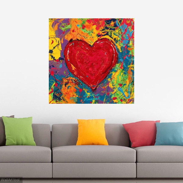 Heart art, Modern wall art, Lovers art, Sweatheart wall art, Big red Heart,  metal prints,  Johno Prascak, Johnos Art Studio