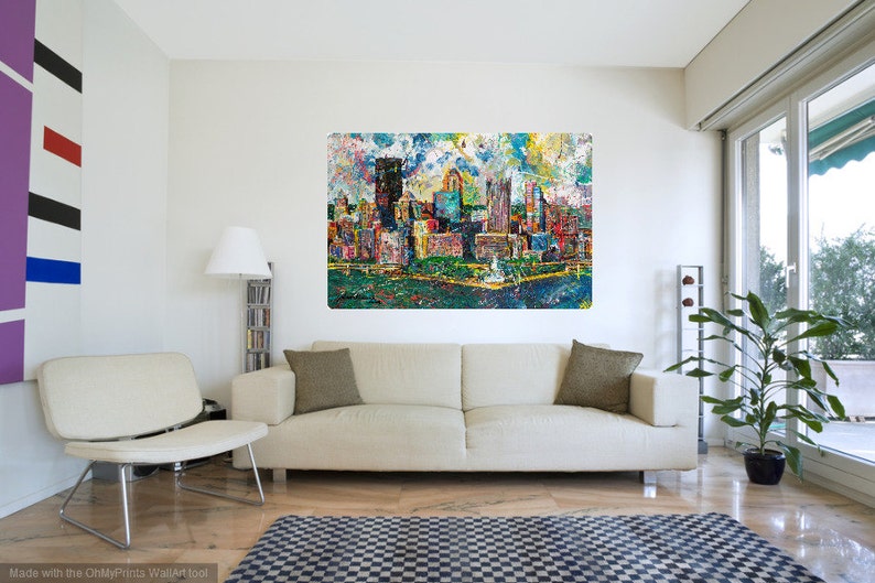 Pittsburgh Skyline Art Modern Wall Art Pittsburgh Wall Art Etsy