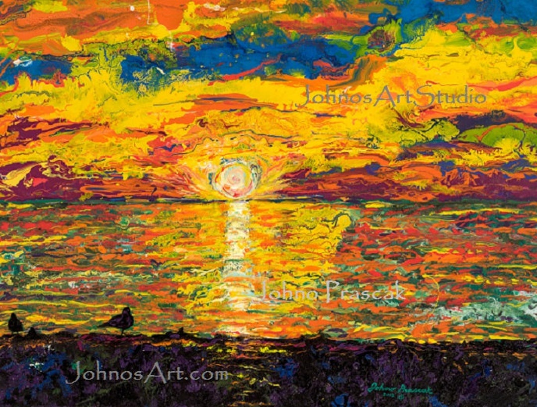 Lake Erie, Sunset Art, Presque Isle State Park, Erie ,PA, Art by Johno
