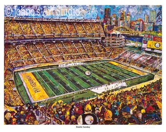 Pittsburgh Steelers Football painting, Sports art, Man cave, Heinz Field Print, Limited Edition by Johno Prascak