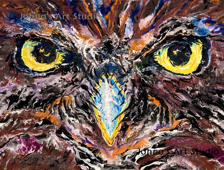 Owl art, Owl print, Owl wall art, 16x20 Giclee print, modern wall art, by Johno prascak, Pittsburgh