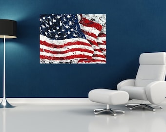 American Flag wall art, USA Flag, Red White Blue art, Patriotic art,  Metal prints, Pittsburgh Artist,  by Johno Prascak