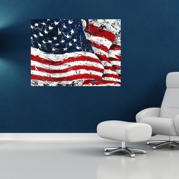 American Flag wall art, USA Flag, Red White Blue art, Patriotic art,  Metal prints, Pittsburgh Artist,  by Johno Prascak