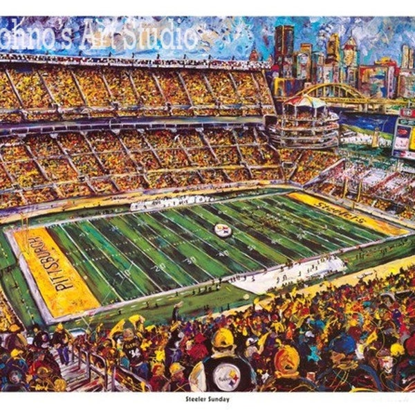 Pittsburgh Steelers Football Print, Steeler Sunday, Steeler nation, Limited Edition by Johno Prascak, pittsburgh artist